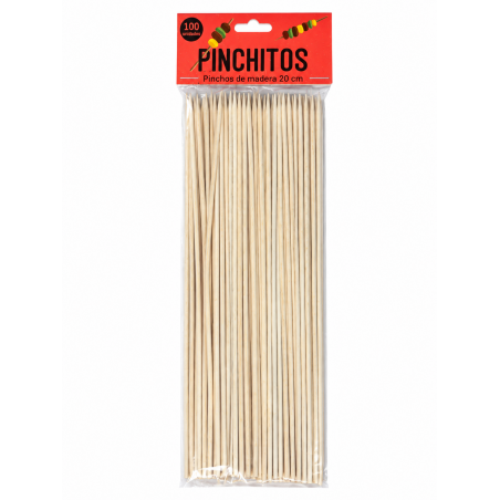 100 Pinchos de Madera de 20 cm
